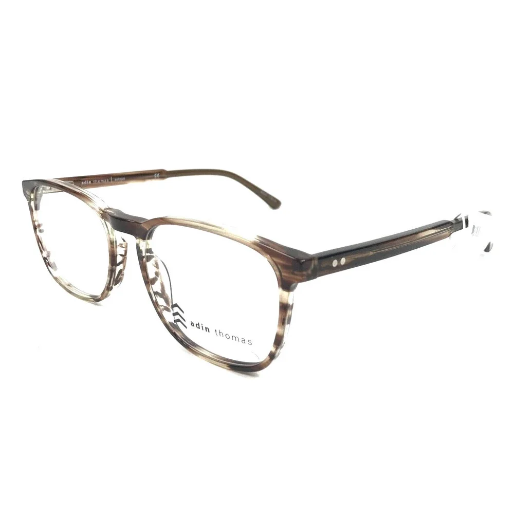 Adin Thomas Eyeglasses Frames AT-560 C2 Coffee Demi Striped Full Rim 52-18-140